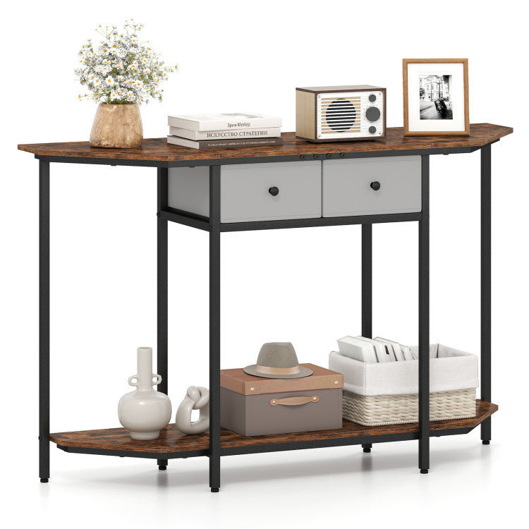 Console Table with 2 Drawers and Open Storage Shelf