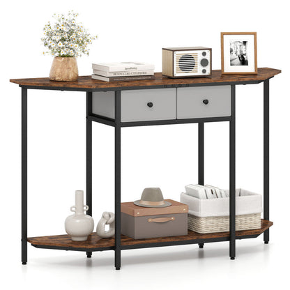 Console Table with 2 Drawers and Open Storage Shelf