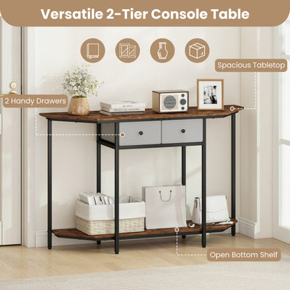 Console Table with 2 Drawers and Open Storage Shelf