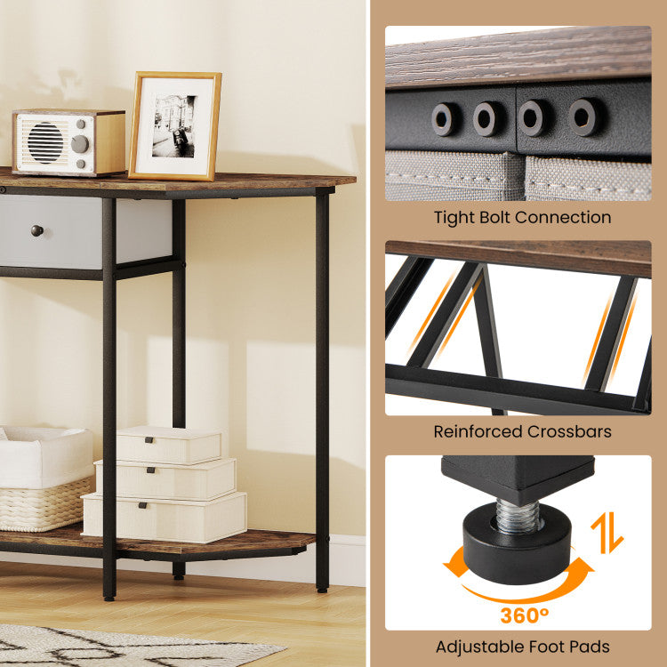 Console Table with 2 Drawers and Open Storage Shelf