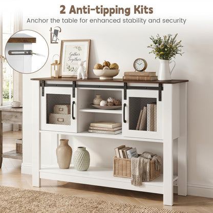 Console Table with Sliding Barn Doors and Storage Cabinets