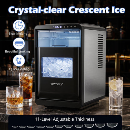 Crescent Ice Maker Countertop 26 Lbs/24H Ice Machine with 16 Crescent Cubes