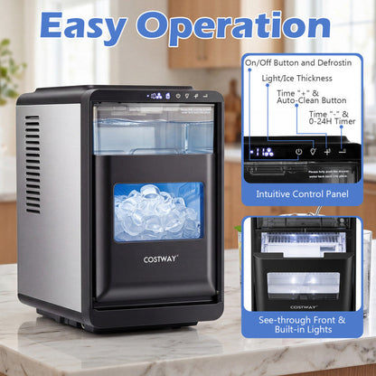 Crescent Ice Maker Countertop 26 Lbs/24H Ice Machine with 16 Crescent Cubes