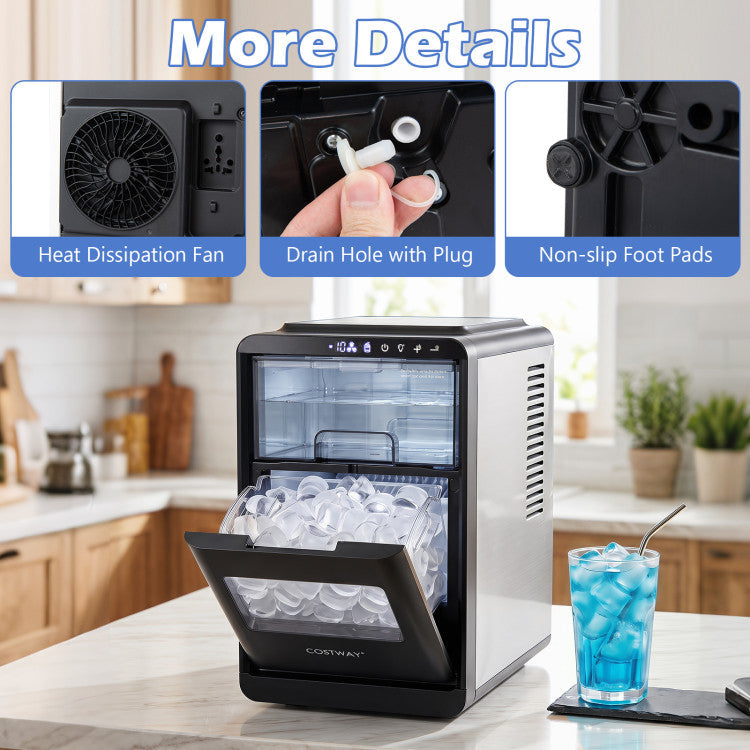Crescent Ice Maker Countertop 26 Lbs/24H Ice Machine with 16 Crescent Cubes