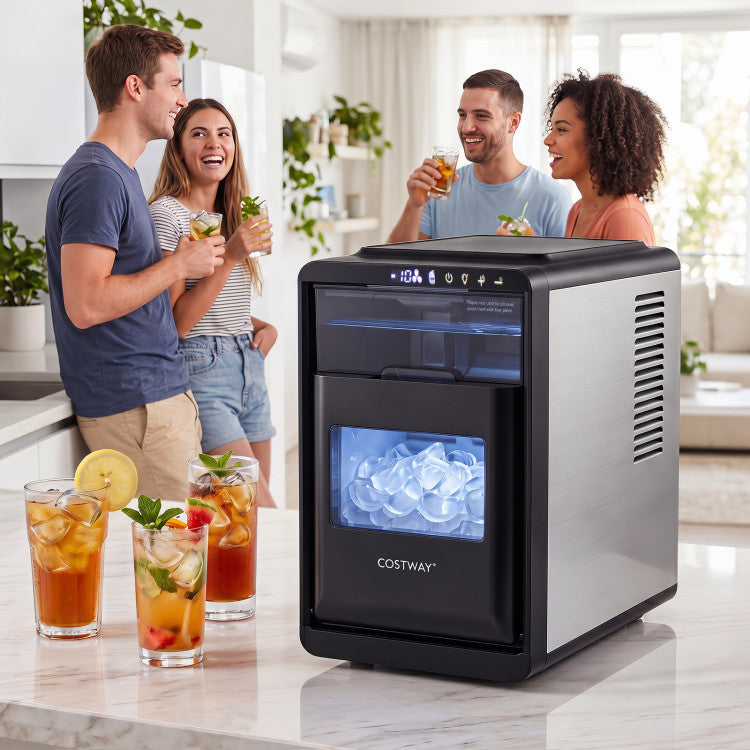 Crescent Ice Maker Countertop 26 Lbs/24H Ice Machine with 16 Crescent Cubes