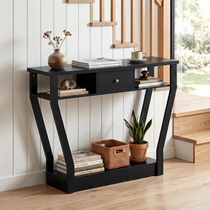 Console Hall Table with Storage Drawer and Shelf