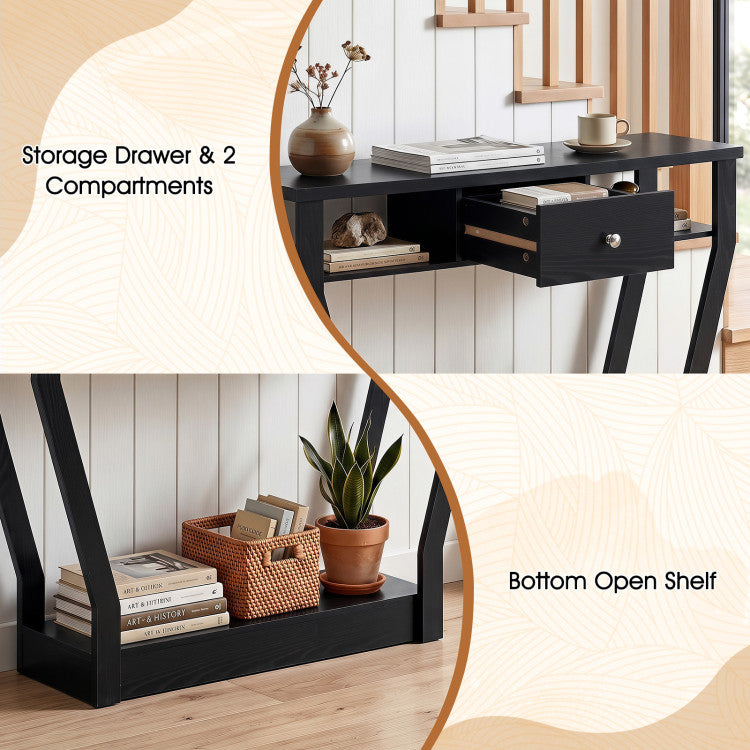 Console Hall Table with Storage Drawer and Shelf