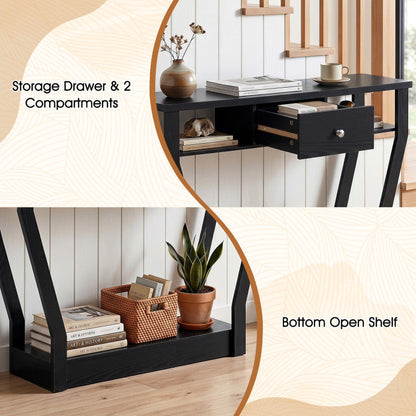 Console Hall Table with Storage Drawer and Shelf