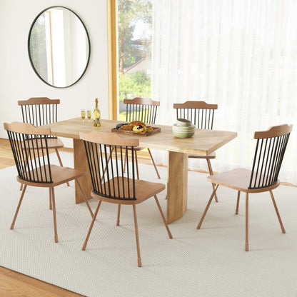 Dining Chair with Spindle Back and Ergonomic Contoured Seat Set of 2