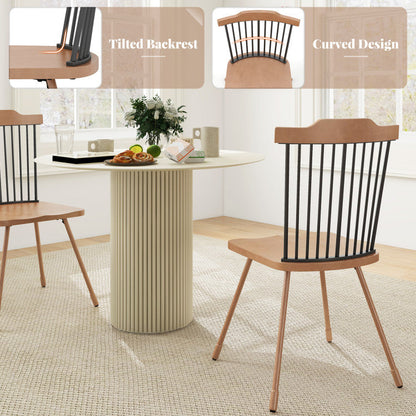 Dining Chair with Spindle Back and Ergonomic Contoured Seat Set of 2