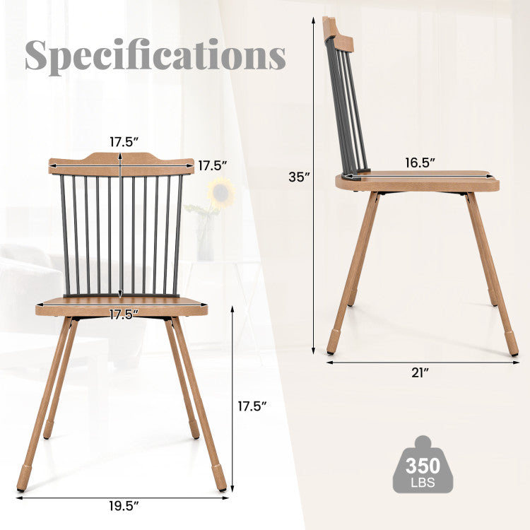 Dining Chair with Spindle Back and Ergonomic Contoured Seat Set of 2