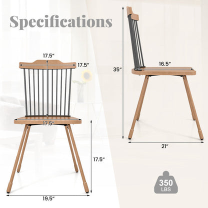 Dining Chair with Spindle Back and Ergonomic Contoured Seat Set of 2