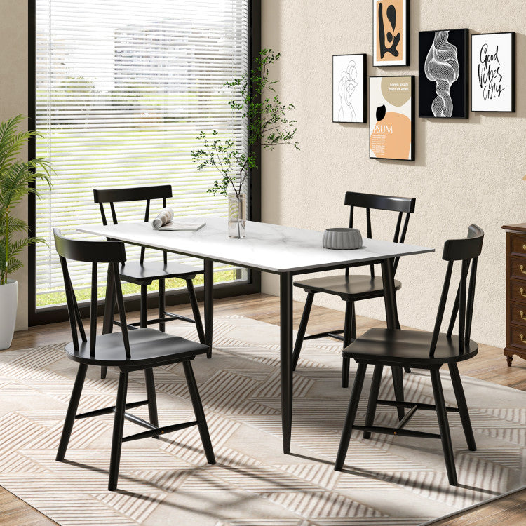 Armless Chairs with Solid Rubber Wood Frame