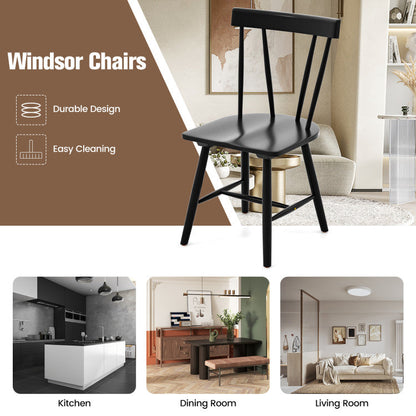 Armless Chairs with Solid Rubber Wood Frame