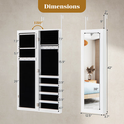 Door and Wall Mounted Armoire Jewelry Cabinet with Full-Length Mirror