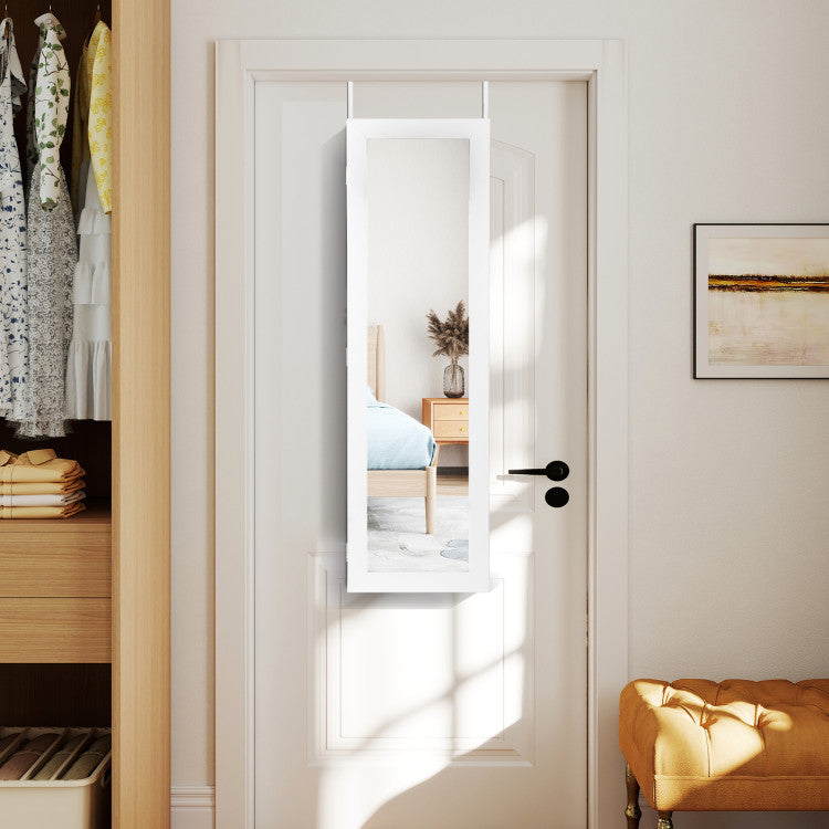 Door and Wall Mounted Armoire Jewelry Cabinet with Full-Length Mirror