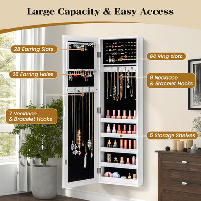 Door and Wall Mounted Armoire Jewelry Cabinet with Full-Length Mirror