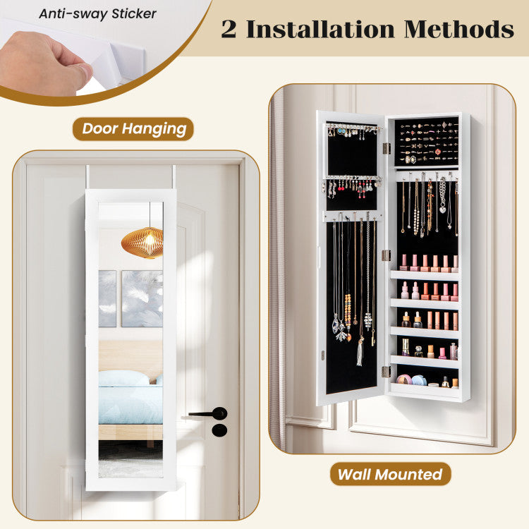 Door and Wall Mounted Armoire Jewelry Cabinet with Full-Length Mirror