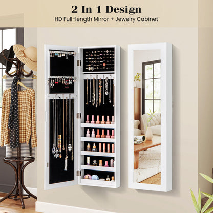Door and Wall Mounted Armoire Jewelry Cabinet with Full-Length Mirror