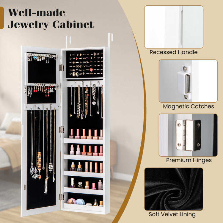 Door and Wall Mounted Armoire Jewelry Cabinet with Full-Length Mirror