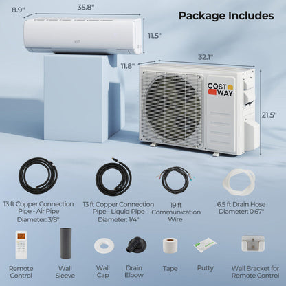 EchoCool Series 17000 BTU 208/230V Mini Split Air Conditioner and Heater Pump System