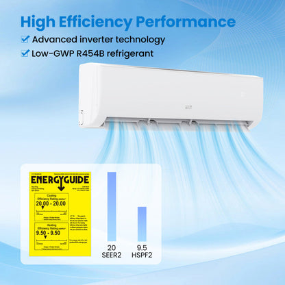 EcoGuard Series 12000 BTU 20 SEER2 115V Mini Split Air Conditioner and Heater