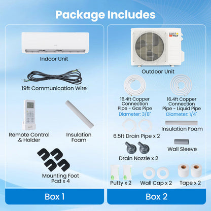 EcoGuard Series 18000 BTU 21 SEER2 208-230V Mini Split Air Conditioner and Heater