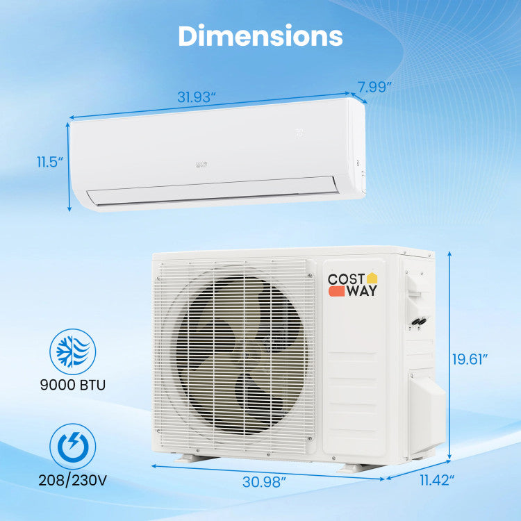 EcoGuard Series 9000 BTU 20 SEER2 208-230V Mini Split Air Conditioner and Heater