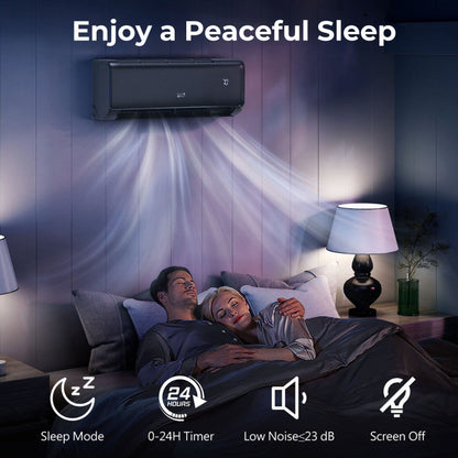 GreyVolt Series Energy Star Certified 24000 BTU 21 SEER2 208-230V Mini Split Air Conditioner and Heater Gray Wifi Enabled