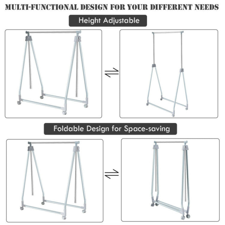 Extendable Foldable Heavy Duty Clothing Coat Rack Stand with Hanging Rod
