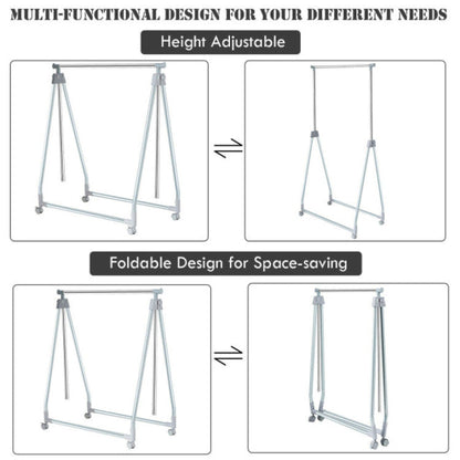 Extendable Foldable Heavy Duty Clothing Coat Rack Stand with Hanging Rod