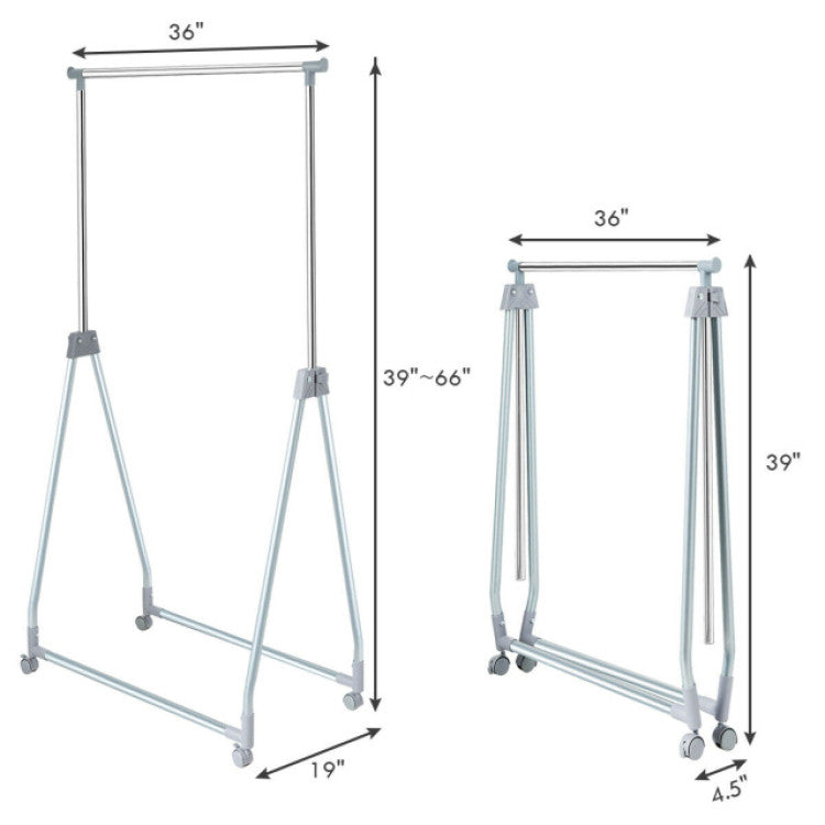 Extendable Foldable Heavy Duty Clothing Coat Rack Stand with Hanging Rod