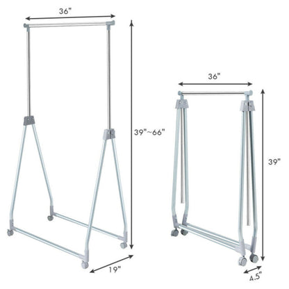 Extendable Foldable Heavy Duty Clothing Coat Rack Stand with Hanging Rod