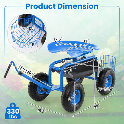 Extendable Handle Garden Cart Rolling Wagon Scooter