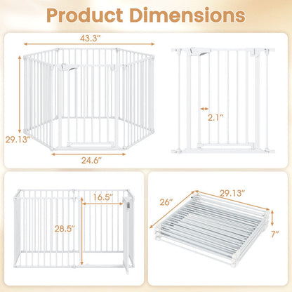 Extra Wide Baby Gate Fits 34.5-154" Openings 6-Panel Adjustable Pet Safety Fence