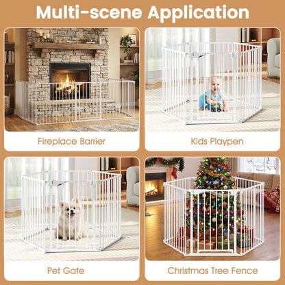 Extra Wide Baby Gate Fits 34.5-154" Openings 6-Panel Adjustable Pet Safety Fence