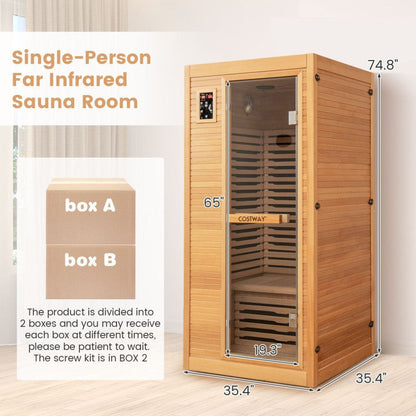 Far Infrared Wooden Sauna Room with Bluetooth Speakers and Oxygen Ionizer for 1-2 person