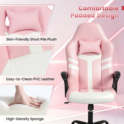Faux Leather Upholstered Office Chair with Removable Head Pillow and Rocking Function