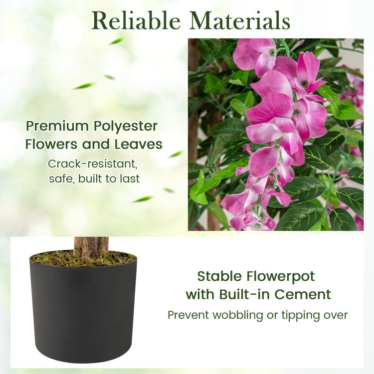 5.5 FT Faux Wisteria Plant in Nursery Pot with Blooming Flowers