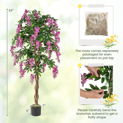 5.5 FT Faux Wisteria Plant in Nursery Pot with Blooming Flowers