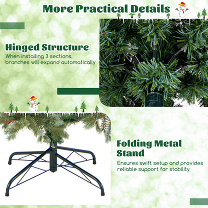 6/7/8 Feet Christmas Tree with Warm White LED Lights and Pine Cones