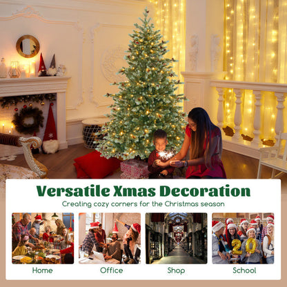 6/7/8 Feet Christmas Tree with Warm White LED Lights and Pine Cones