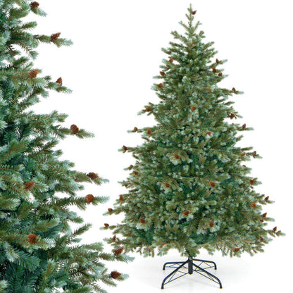 6/7/8 Feet Christmas Tree with Warm White LED Lights and Pine Cones