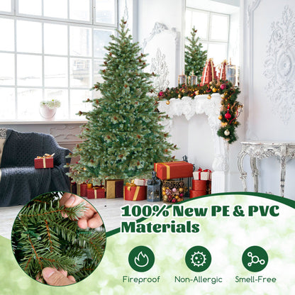 6/7/8 Feet Christmas Tree with Warm White LED Lights and Pine Cones
