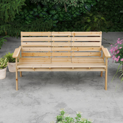 Outdoor Fir Wood Bench with Foldable Middle Table