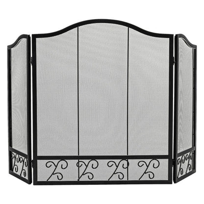 3-Panel Fireplace Screen Decorative Spark Guard