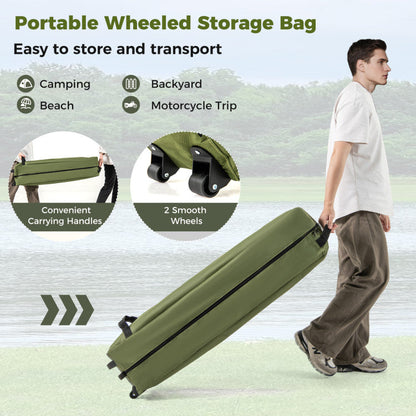 Foldable 2-Person Camping Cot Tent with Pop-up Tent Shelter and Portable Wheeled Bag