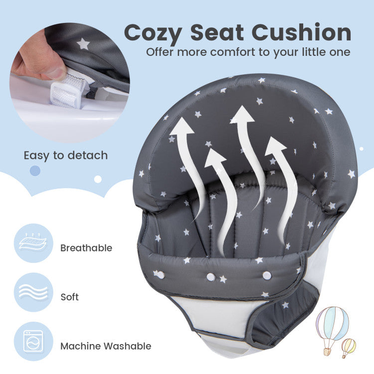 Foldable Baby Activity Walker with Adjustable Height and Detachable Seat Cushion