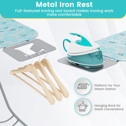 Foldable Ironing Board with Iron Rest and Adjustable Height