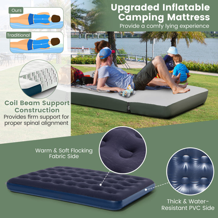 5-in-1 2-Person Foldable Outdoor Camping Tent Cot with Air Mattress and Sleeping Bag
